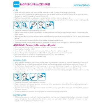 MAM Animal Design Collection Pacifier Clip (1-Pack), Clip for Pacifiers with Fastener and Flexible Ring, Baby Pacifier Clip for Girls, Designs May Vary