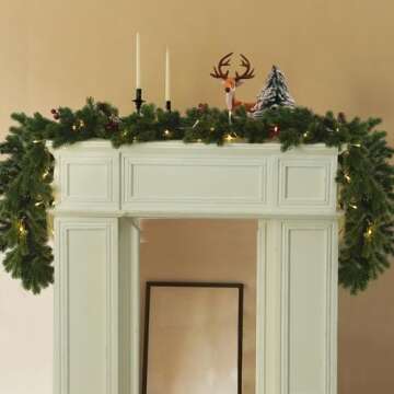 6FT Artificial Long Cedar Garlands - Real Touch Winter Pine Garland, Green Artificial Greenery Garland for Table, Mantle, Wall, Indoor, Outdoor Christmas Decoration (Christmas Garland-4, 6FT)