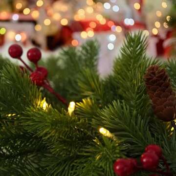 6FT Artificial Long Cedar Garlands - Real Touch Winter Pine Garland, Green Artificial Greenery Garland for Table, Mantle, Wall, Indoor, Outdoor Christmas Decoration (Christmas Garland-4, 6FT)