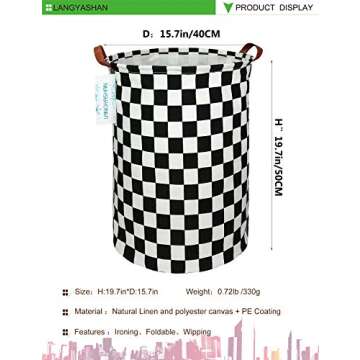 LANGYASHAN Laundry Basket Canvas Fabric Collapsible Organizer Basket for Storage Bin Toy Bins Gift B...