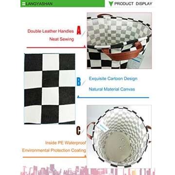 LANGYASHAN Laundry Basket Canvas Fabric Collapsible Organizer Basket for Storage Bin Toy Bins Gift Baskets Bedroom Clothes Children Nursery Hamper (Racing flag)