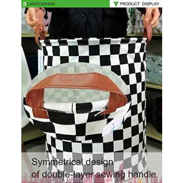 LANGYASHAN Laundry Basket Canvas Fabric Collapsible Organizer Basket for Storage Bin Toy Bins Gift Baskets Bedroom Clothes Children Nursery Hamper (Racing flag)