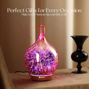 Porseme Rose Gold Essential Oil Diffuser 3D Glass Aromatherapy Ultrasonic Humidifier, Waterless Auto-Off, Timer Setting, BPA Free, Air Refresh for Home Hotel Yoga Leisure SPA Gift 100ml