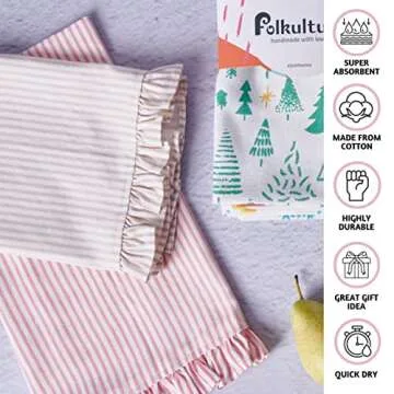 Folkulture Kitchen Towels or Dish Towels, Modern Tea Towels or Dishcloth for Drying Dishes, Set of 3 Dish Cloth for Decoration for The Home, Farmhouse Décor, 20"X26" (Peppermint)