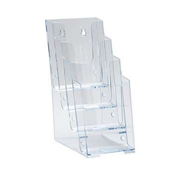 Azar Displays 252388 Clear Four-Tier Tri-Fold Brochure Holder, Acrylic Boxes for Display - Table Men...