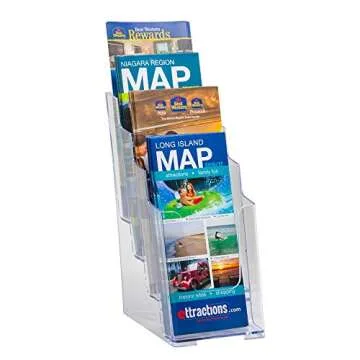 Azar Displays 252388 Clear Four-Tier Tri-Fold Brochure Holder, Acrylic Boxes for Display - Table Menu Holder Stands (4.25” W by 6” D by 10” H) - Tabletop Pamphlet Holder, 2-Pack
