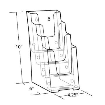 Azar Displays 252388 Clear Four-Tier Tri-Fold Brochure Holder, Acrylic Boxes for Display - Table Menu Holder Stands (4.25” W by 6” D by 10” H) - Tabletop Pamphlet Holder, 2-Pack
