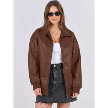 ANRABESS Womens Oversized Leather Jackets Faux Suede Fall Fashion Motorcycle Coats Winter Outfits Clothes 2024 Light Brown X-Large