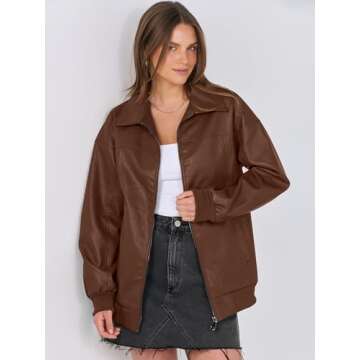 ANRABESS Womens Oversized Leather Jackets Faux Suede Fall Fashion Motorcycle Coats Winter Outfits Clothes 2024 Light Brown X-Large