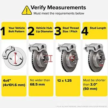 RockTrix 2 inch Wheel Spacers (4x4 Bolt Pattern, 68.5mm Bore, 12x.1.25 Studs, Cone Seat Nuts) Compatible with Yamaha Golf Carts (Widens Track by 4 inches) - 50mm 4x101.6 4pcs