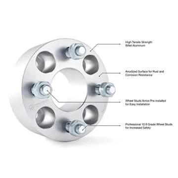 RockTrix 2 inch Wheel Spacers (4x4 Bolt Pattern, 68.5mm Bore, 12x.1.25 Studs, Cone Seat Nuts) Compatible with Yamaha Golf Carts (Widens Track by 4 inches) - 50mm 4x101.6 4pcs