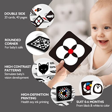 Hahaland High Contrast Baby Flashcards for Newborns 0-6 Months