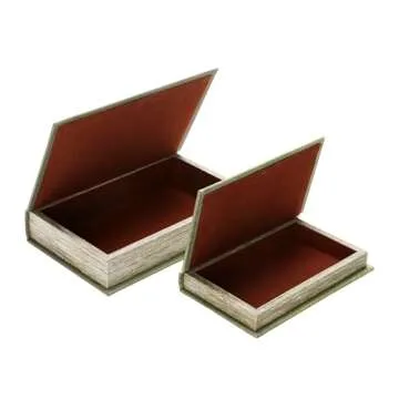 Creative Co-Op MDF & Canvas Book Storage Boxes, Set of 2 All The Little Things