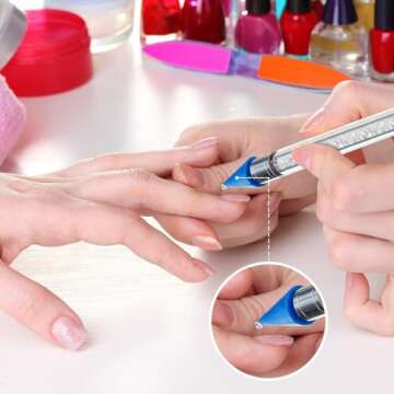 2Pcs Rhinestone Picker Tool for Nail Gems and Nail Art Rhinestones for Crafts Wax Pencil for Rhinestones Accessories, with Pink Straight And Curved Tip Tweezers and Glitter Nail Tools for Nail Art