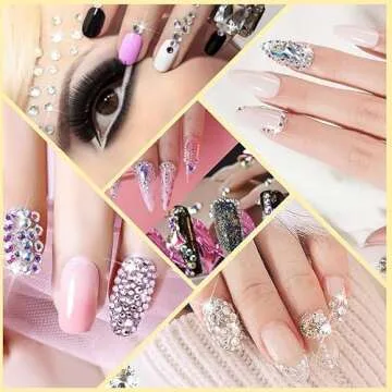 2Pcs Rhinestone Picker Tool for Nail Gems and Nail Art Rhinestones for Crafts Wax Pencil for Rhinestones Accessories, with Pink Straight And Curved Tip Tweezers and Glitter Nail Tools for Nail Art