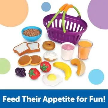 Learning Resources New Sprouts Breakfast Foods Basket - 16 Pieces, Ages 18+ months Pretend Play Food...