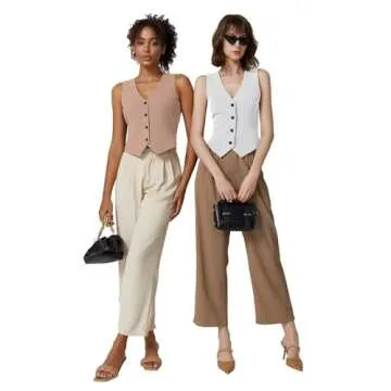 QINSEN Women's Stylish V Neck Button Vest for Summer