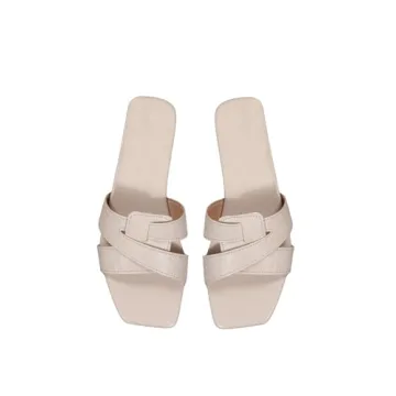 GORGLITTER Women's Cross Strappy Flat Sandals Colorblock Twist Band Slide Sandals Summer Open Toe Sl...