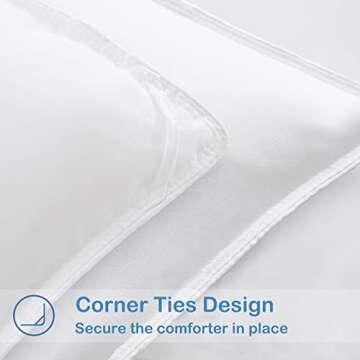 EASELAND All Season Queen Size Soft Quilted Down Alternative Comforter Reversible Duvet Insert with Corner Tabs,Winter Summer Warm Fluffy,White,88x88 inches