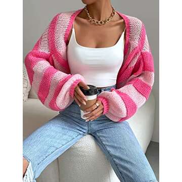 GORGLITTER Women's Color Block Cardigan Sweater for Women