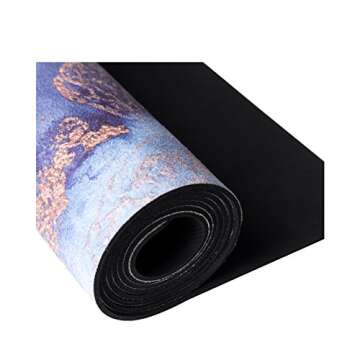 Sugarmat Luxurious & Non-Slip 3mm Suede Yoga Mat for Yoga & Pilates (Includes Yoga Strap) - Dream Catcher Blue - Non-Faded Blue Color