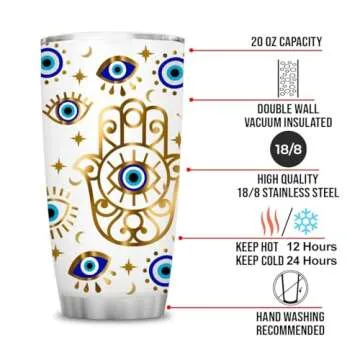 ATHAND Evil Eyes Coffee Mug Insulated Tumblers Cup with Lid 20 oz | Stainless Steel Vacuum Tumbler T...