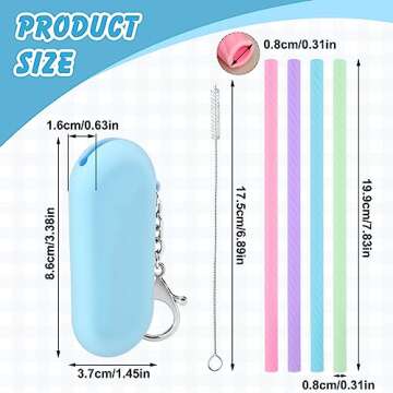 cobee 4 Sets Reusable Silicone Straws Kit, Foldable Drinking Straws, Portable Straws Colorful Storage Box with Keychain for Travel, Straws Deep Cleaning Brush for Bubble Tea, Cold/Hot Drinks