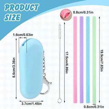 cobee 4 Sets Reusable Silicone Straws Kit, Foldable Drinking Straws, Portable Straws Colorful Storage Box with Keychain for Travel, Straws Deep Cleaning Brush for Bubble Tea, Cold/Hot Drinks