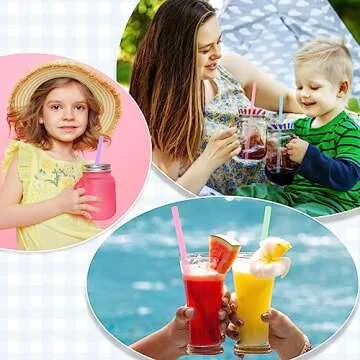 cobee 4 Sets Reusable Silicone Straws Kit, Foldable Drinking Straws, Portable Straws Colorful Storage Box with Keychain for Travel, Straws Deep Cleaning Brush for Bubble Tea, Cold/Hot Drinks