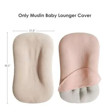 MairMore Muslin Baby Lounger Cover for Newborn & Infant, 100% Cotton Soft and Breathable Lounger Slipcover for Baby Girls and Boys, Pack of 2 (Pink, Ivory)