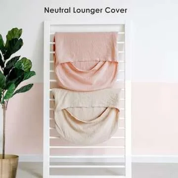 MairMore Muslin Baby Lounger Cover for Newborn & Infant, 100% Cotton Soft and Breathable Lounger Slipcover for Baby Girls and Boys, Pack of 2 (Pink, Ivory)