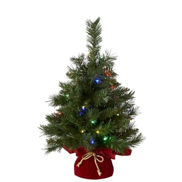National Tree Company Pre-lit Artificial Mini Christmas Tree | Includes Multi-Color LED Lights and C...