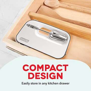 Dash SmartStore™ Compact Hand Mixer Electric for Whipping + Mixing Cookies, Brownies, Cakes, Dough...