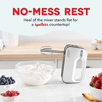 Dash SmartStore™ Compact Hand Mixer Electric for Whipping + Mixing Cookies, Brownies, Cakes, Dough, Batters, Meringues & More, 3 Speed - Grey