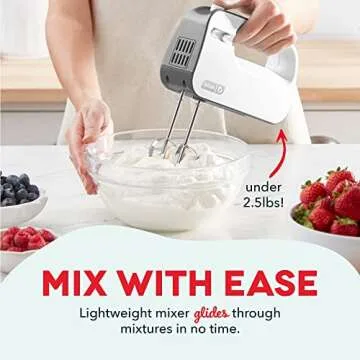 Dash SmartStore™ Compact Hand Mixer Electric for Whipping + Mixing Cookies, Brownies, Cakes, Dough, Batters, Meringues & More, 3 Speed - Grey