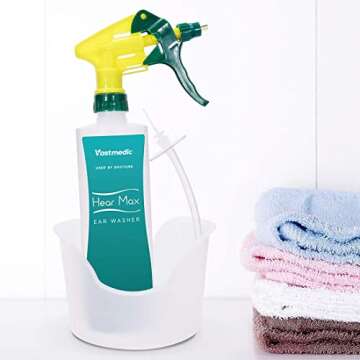 Ear Wax Cleaner Tool, Safely and Gently Cleaning Ear Canal, Remove Earwax buildup. Removal kit Including one Washer, Five Disposable Tips, and one Catch Basin