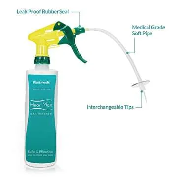 Ear Wax Cleaner Tool, Safely and Gently Cleaning Ear Canal, Remove Earwax buildup. Removal kit Including one Washer, Five Disposable Tips, and one Catch Basin