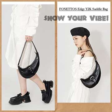 Chic FONETTOS Y2K Saddle Hobo Bag for Stylish Women