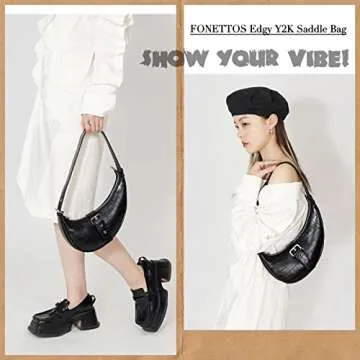 Chic FONETTOS Y2K Saddle Hobo Bag for Stylish Women