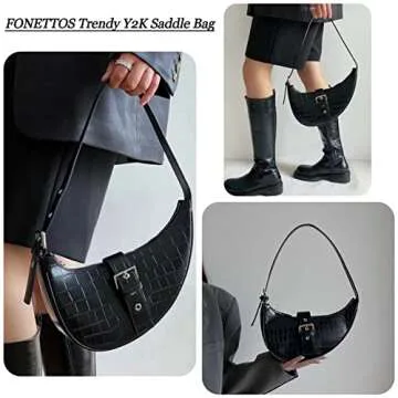 Chic FONETTOS Y2K Saddle Hobo Bag for Stylish Women