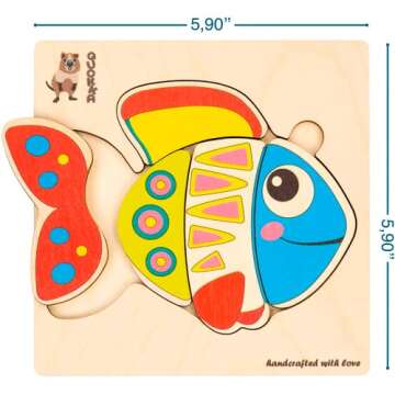 QUOKKA Wooden Puzzles for Toddlers 3-4 - 6XSET Toddler Puzzles Ages 3-4 - Wood Learning Montessori Toys 3-5 Year Old - Preschool Animal Travel Game Gift for Boys & Girls