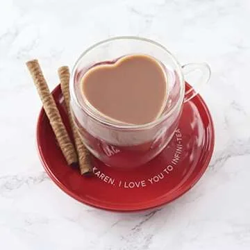 SMISME Drinking Heart Shaped Double Walled Insulated Glass Coffee Mugs or Tea Cups,2pack Borosilicate Glass Mug for Latte, Cappuccino with Good Grip Handle