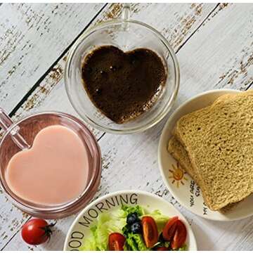 SMISME Drinking Heart Shaped Double Walled Insulated Glass Coffee Mugs or Tea Cups,2pack Borosilicate Glass Mug for Latte, Cappuccino with Good Grip Handle