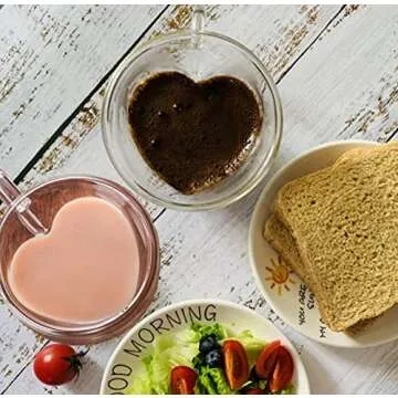 SMISME Drinking Heart Shaped Double Walled Insulated Glass Coffee Mugs or Tea Cups,2pack Borosilicate Glass Mug for Latte, Cappuccino with Good Grip Handle