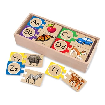Melissa & Doug Self-Correcting Alphabet Wooden Puzzles With Storage Box (52 pcs)