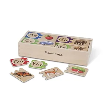 Melissa & Doug Self-Correcting Alphabet Wooden Puzzles With Storage Box (52 pcs)