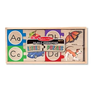 Melissa & Doug Self-Correcting Alphabet Wooden Puzzles With Storage Box (52 pcs)