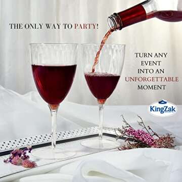 Lillian Tablesettings Premium Wine Glasses 8 oz. Clear Hard Plastic 1-Piece Disposable Cups Value Pack-96 Count