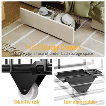 ANCTOR King Size Storage Bed Frame with Charging Station