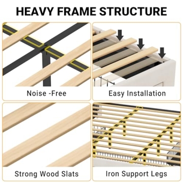 ANCTOR King Size Storage Bed Frame with Charging Station
